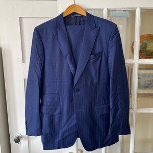 Canali 100 Percent Wool Peak Lapel Ticket Pocket Suit